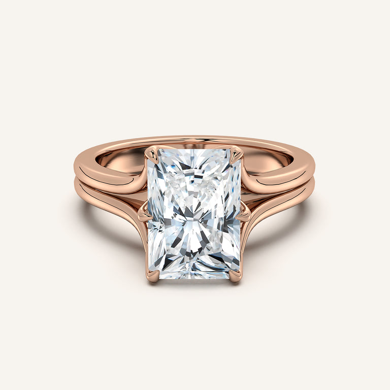 Image for Radiant Cut Double Gold Band Tulip Engagement Ring | 18k Rose Gold