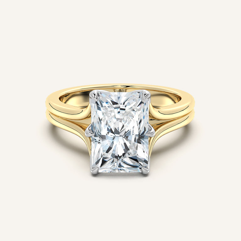 Image for Radiant Cut Double Gold Band Tulip Engagement Ring | 18k Two Tone