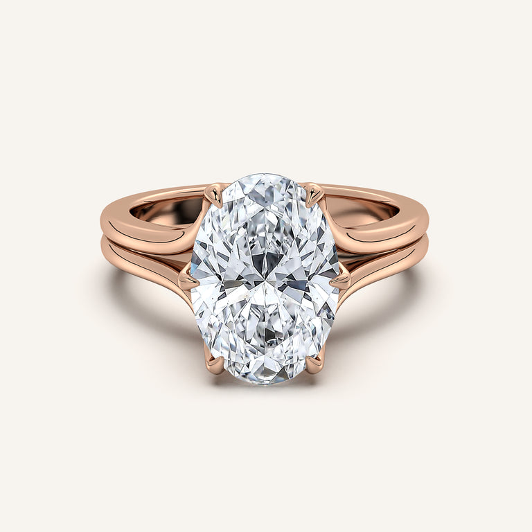 Image for Oval Double Gold Band Tulip Engagement Ring | 18k Rose Gold