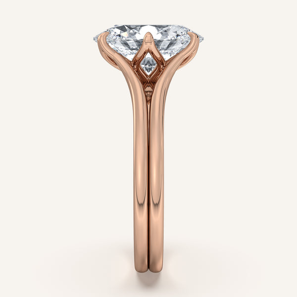 Oval Double Gold Band Tulip Engagement Ring | 18k Rose Gold