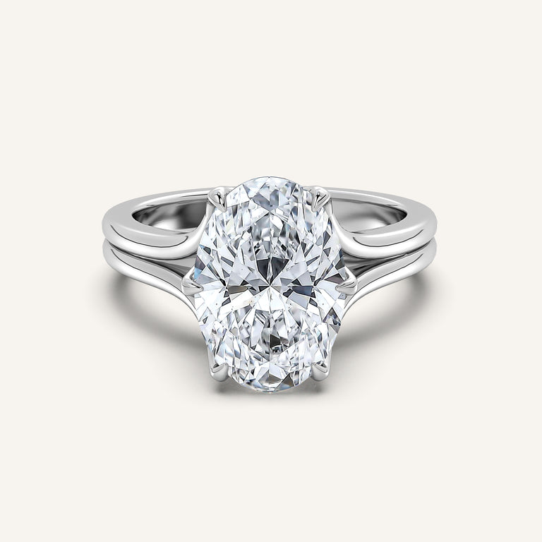 Image for Oval Double Gold Band Tulip Engagement Ring | Platinum