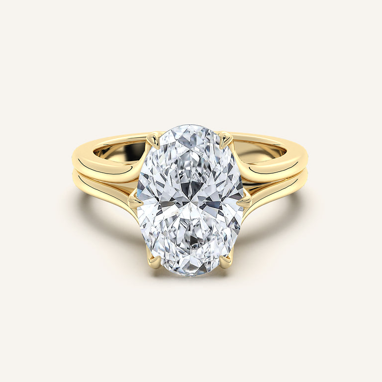 Image for Oval Double Gold Band Tulip Engagement Ring | 18k Yellow Gold