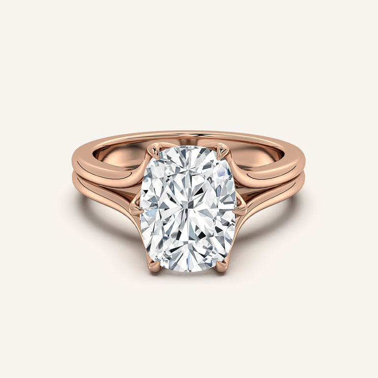 Image for Cushion Cut Double Gold Band Tulip Engagement Ring | 14k Rose Gold