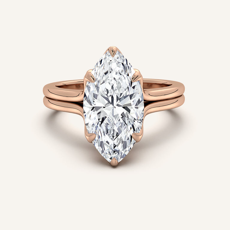 Image for Marquise Double Gold Band Tulip Engagement Ring | 18k Rose Gold