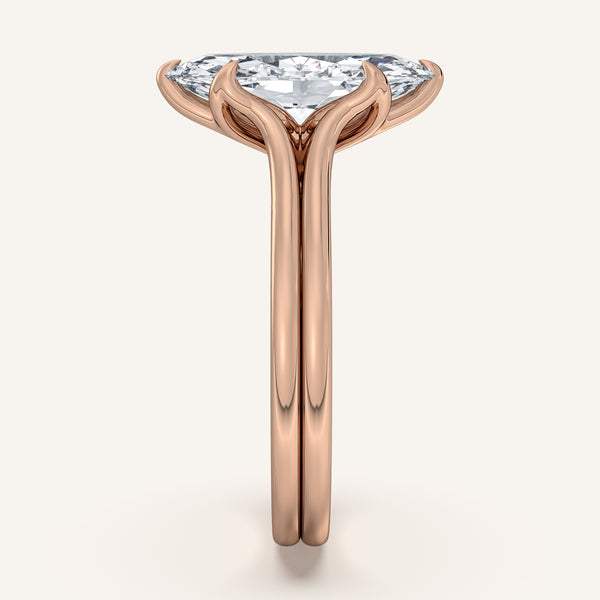 Marquise Double Gold Band Tulip Engagement Ring | 18k Rose Gold
