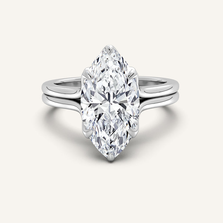 Image for Marquise Double Gold Band Tulip Engagement Ring | Platinum