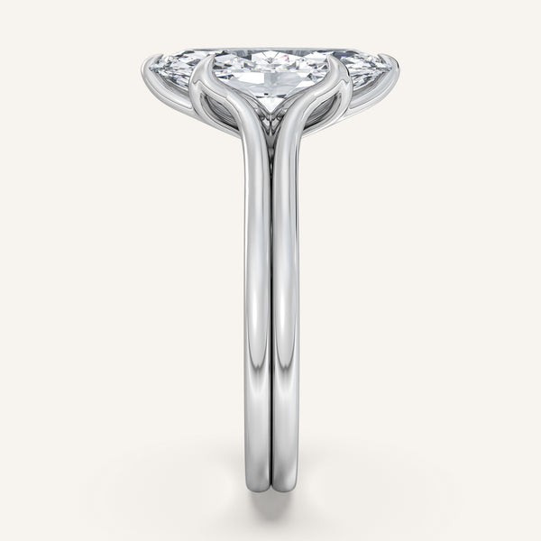 Marquise Double Gold Band Tulip Engagement Ring | Platinum