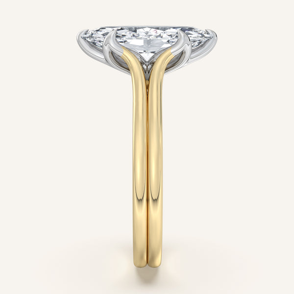Marquise Double Gold Band Tulip Engagement Ring | 18k Two Tone