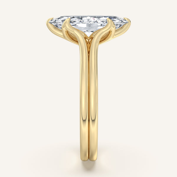 Marquise Double Gold Band Tulip Engagement Ring | 18k Yellow Gold