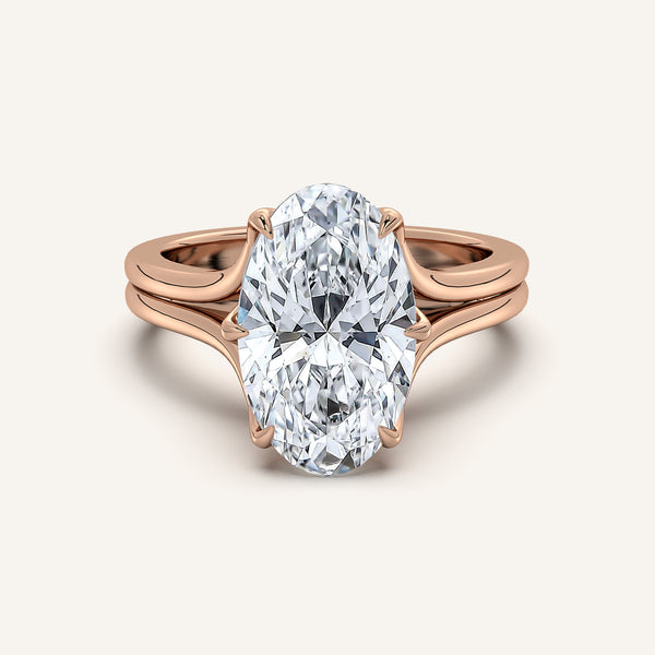 Moval Double Gold Band Tulip Engagement Ring | 18k Rose Gold