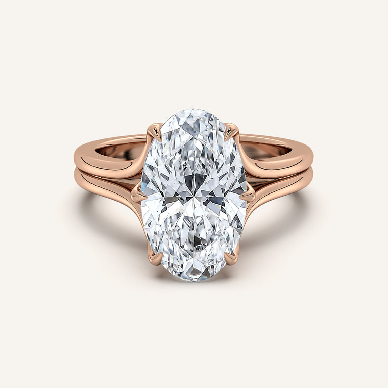 Image for Moval Double Gold Band Tulip Engagement Ring | 18k Rose Gold