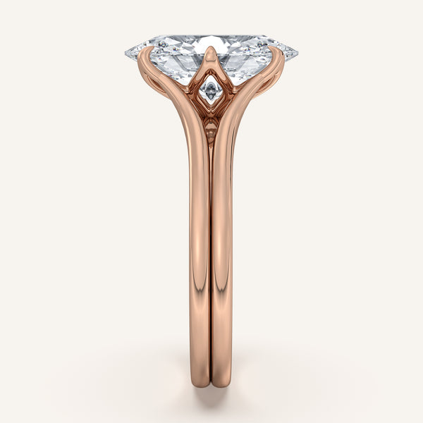 Moval Double Gold Band Tulip Engagement Ring | 18k Rose Gold