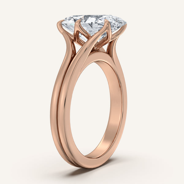 Moval Double Gold Band Tulip Engagement Ring | 18k Rose Gold