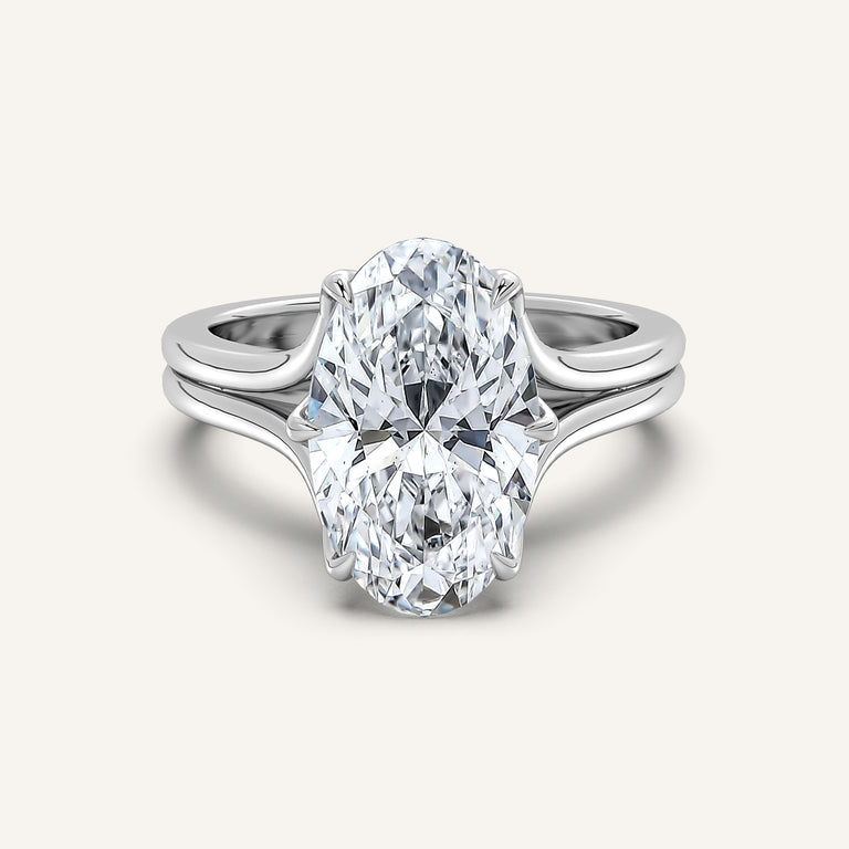 Image for Moval Double Gold Band Tulip Engagement Ring | Platinum