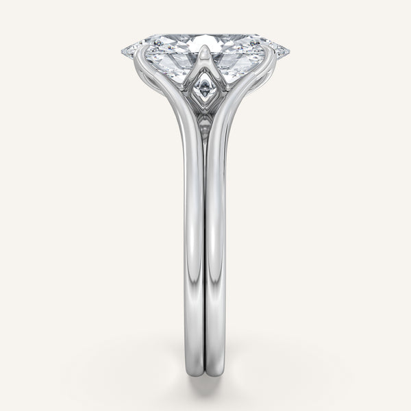 Moval Double Gold Band Tulip Engagement Ring | Platinum