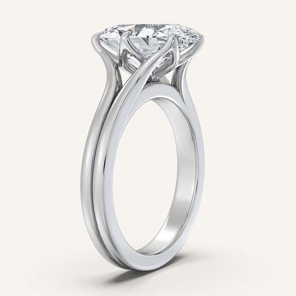Moval Double Gold Band Tulip Engagement Ring | 14k White Gold
