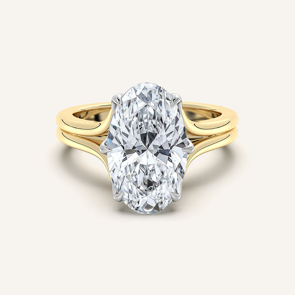 Moval Double Gold Band Tulip Engagement Ring | 18k Two Tone