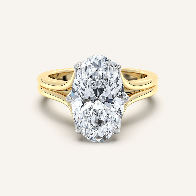 Image for Moval Double Gold Band Tulip Engagement Ring | 18k Two Tone