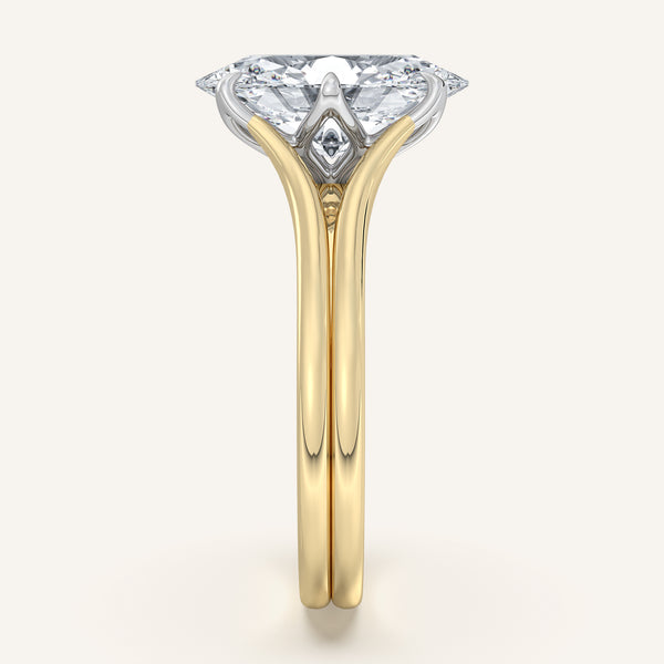 Moval Double Gold Band Tulip Engagement Ring | 18k Two Tone