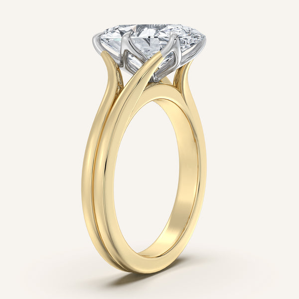 Moval Double Gold Band Tulip Engagement Ring | 14k Two Tone