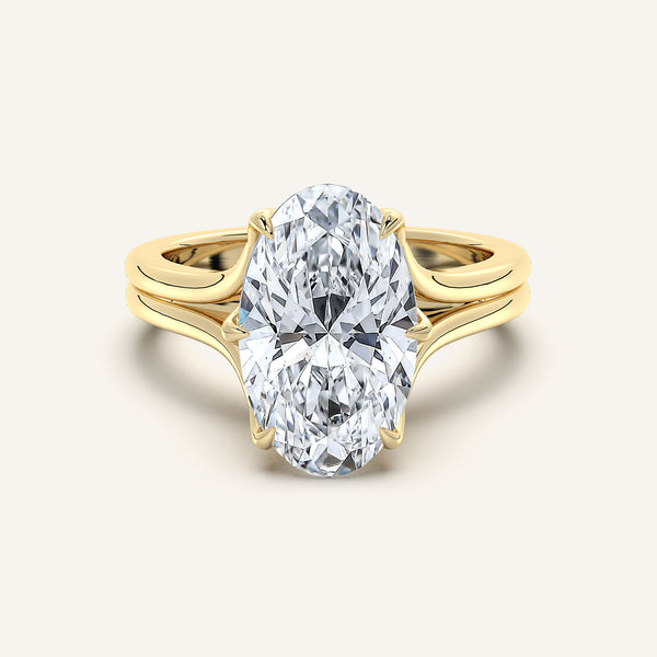 Moval Double Gold Band Tulip Engagement Ring | 18k Yellow Gold