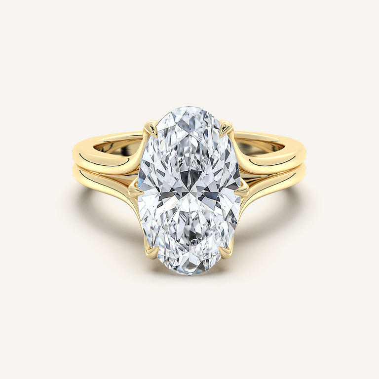 Image for Moval Double Gold Band Tulip Engagement Ring | 18k Yellow Gold