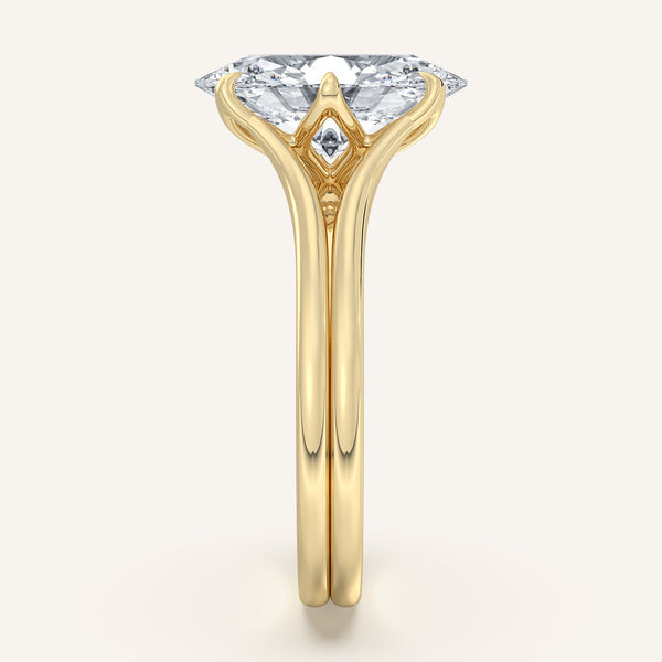 Moval Double Gold Band Tulip Engagement Ring | 18k Yellow Gold