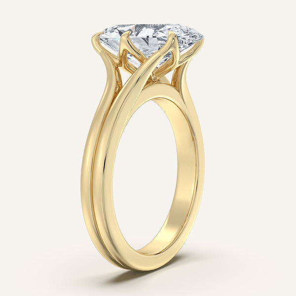 Moval Double Gold Band Tulip Engagement Ring | 18k Yellow Gold