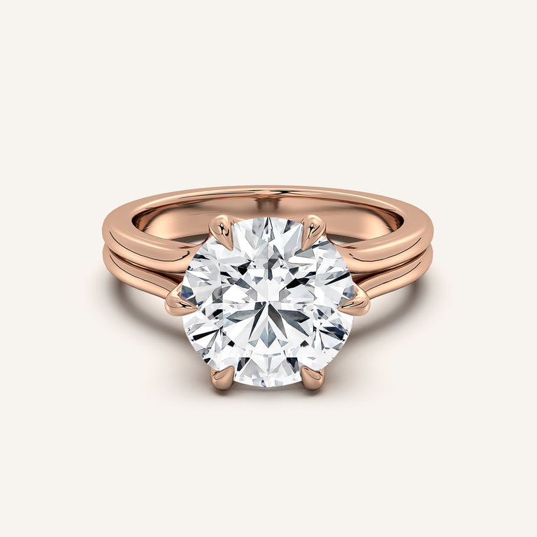 Image for Round Double Gold Band Tulip Engagement Ring | 18k Rose Gold