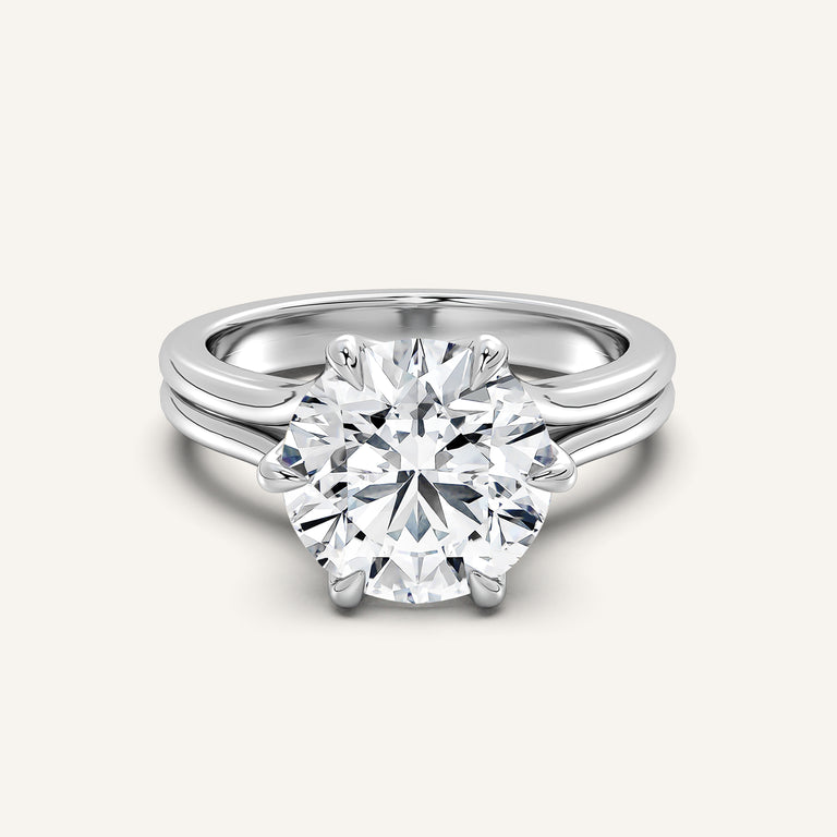 Image for Round Double Gold Band Tulip Engagement Ring | 18k White Gold