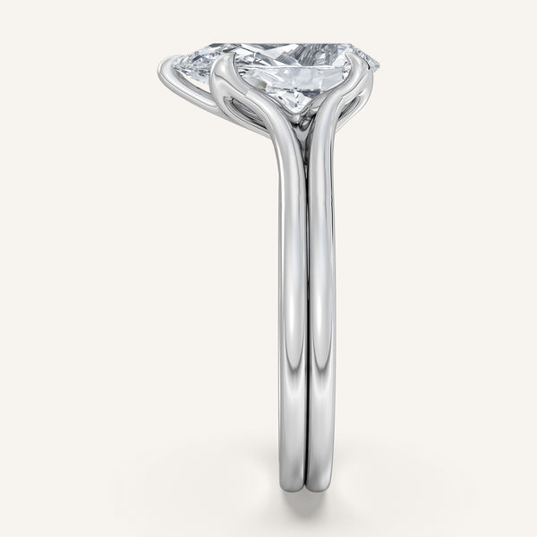 Pear Shape Double Gold Band Tulip Engagement Ring | Platinum