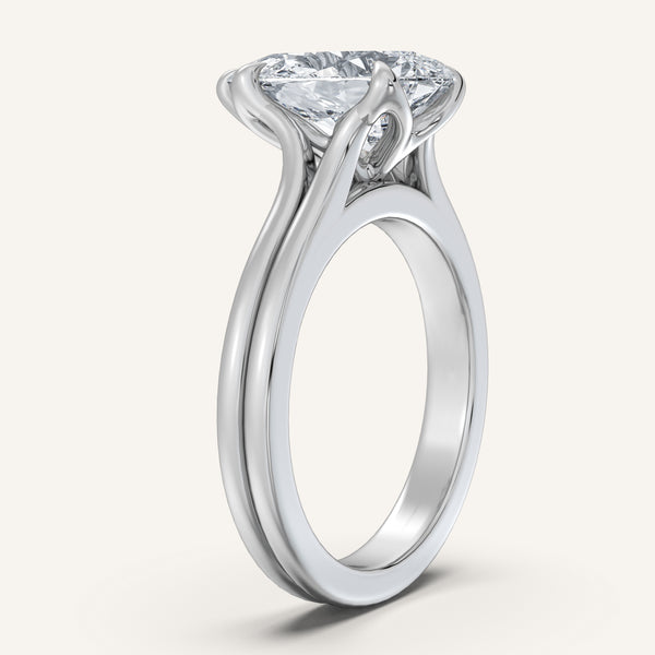 Pear Shape Double Gold Band Tulip Engagement Ring | Platinum