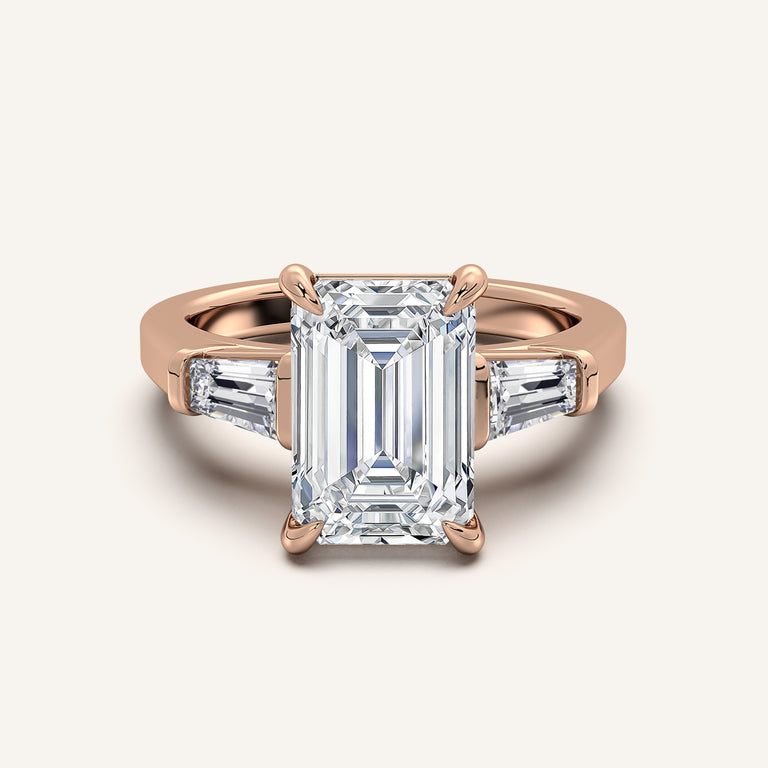Image for Emerald Cut Tapered Baguette Engagement Ring | 18k Rose Gold