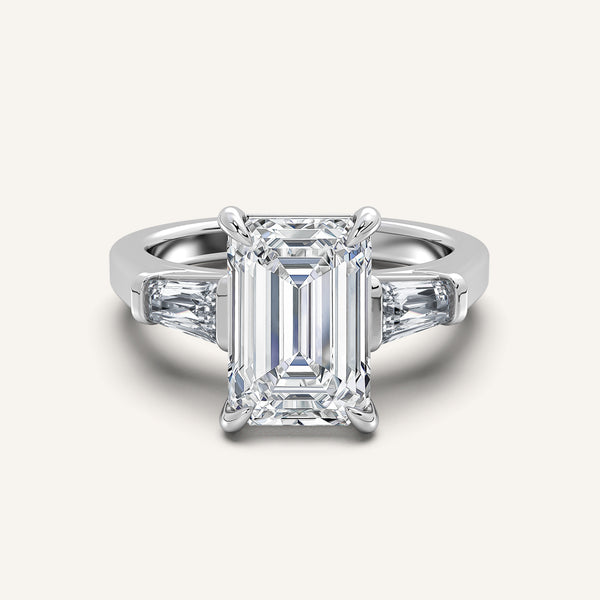 Emerald Cut Tapered Baguette Engagement Ring | Platinum