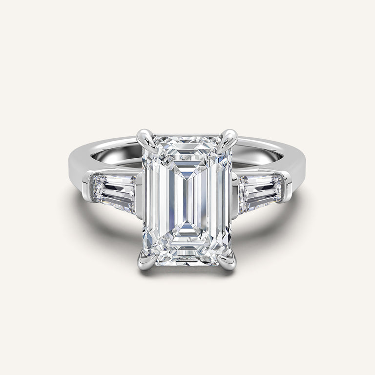 Image for Emerald Cut Tapered Baguette Engagement Ring | Platinum