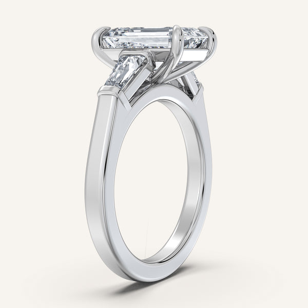 Emerald Cut Tapered Baguette Engagement Ring | Platinum