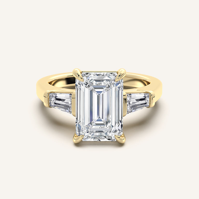 Image for Emerald Cut Tapered Baguette Engagement Ring | 18k Yellow Gold