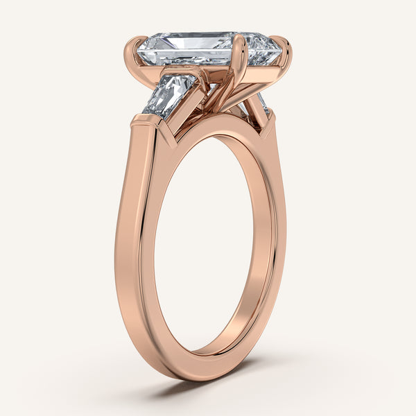 Radiant Cut Tapered Baguette Engagement Ring | 18k Rose Gold