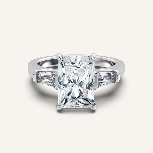 Radiant Cut Tapered Baguette Engagement Ring | 18k White Gold