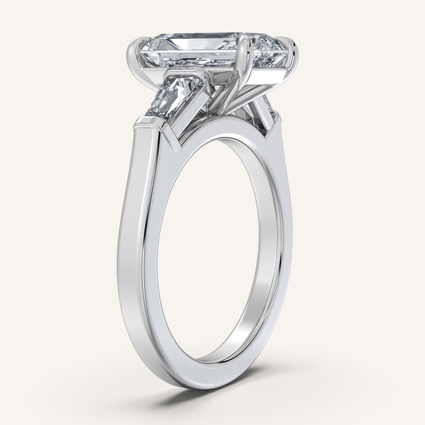 Radiant Cut Tapered Baguette Engagement Ring | 18k White Gold