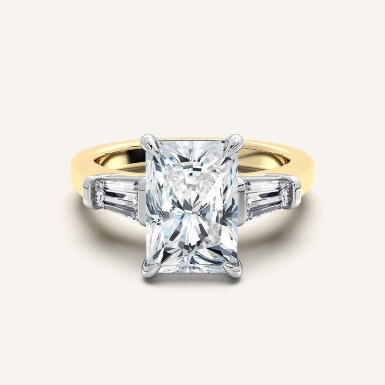 Image for Radiant Cut Tapered Baguette Engagement Ring | 18k Two Tone Gold