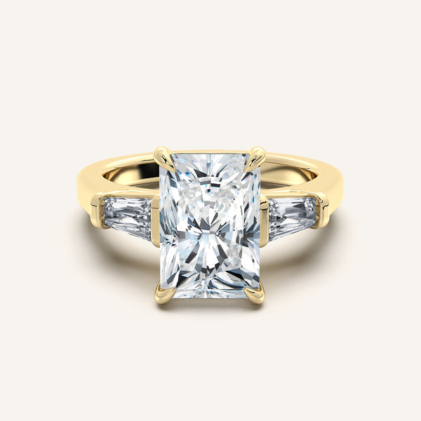 Radiant Cut Tapered Baguette Engagement Ring | 18k Yellow Gold