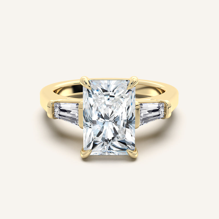 Image for Radiant Cut Tapered Baguette Engagement Ring | 18k Yellow Gold