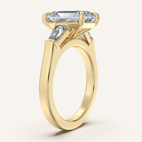Radiant Cut Tapered Baguette Engagement Ring | 18k Yellow Gold