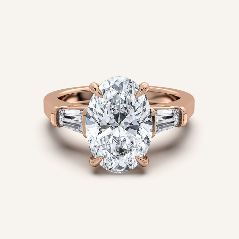 Image for Oval Tapered Baguette Engagement Ring | 18k Rose Gold