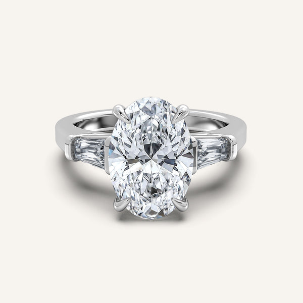 Oval Tapered Baguette Engagement Ring | Platinum