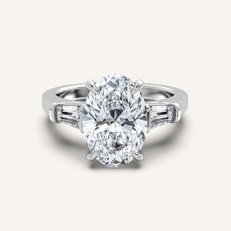 Image for Oval Tapered Baguette Engagement Ring | Platinum