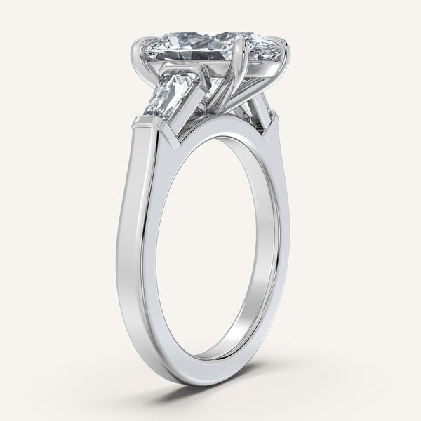 Oval Tapered Baguette Engagement Ring | Platinum