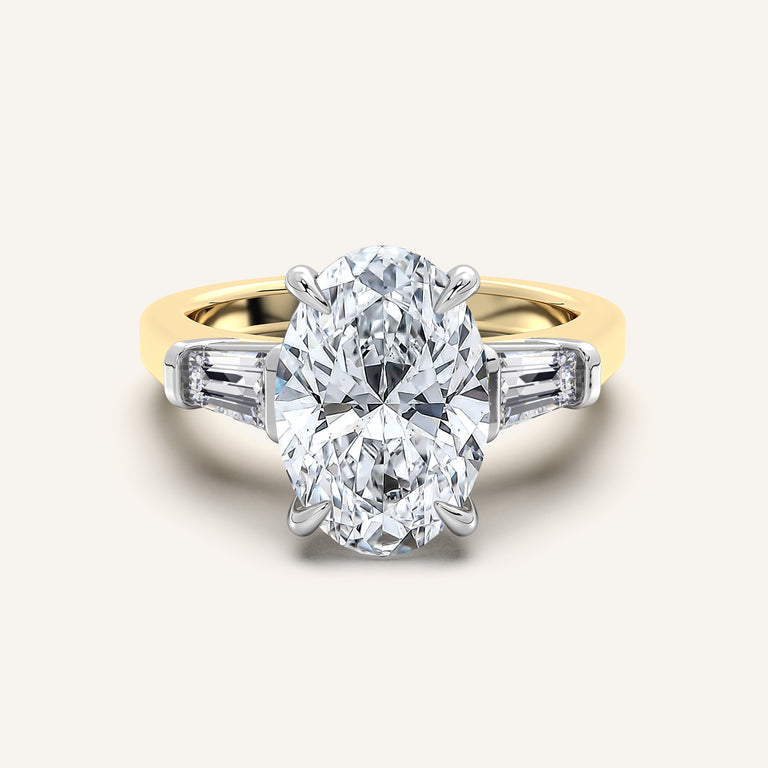 Image for Oval Tapered Baguette Engagement Ring | 18k Two Tone Gold