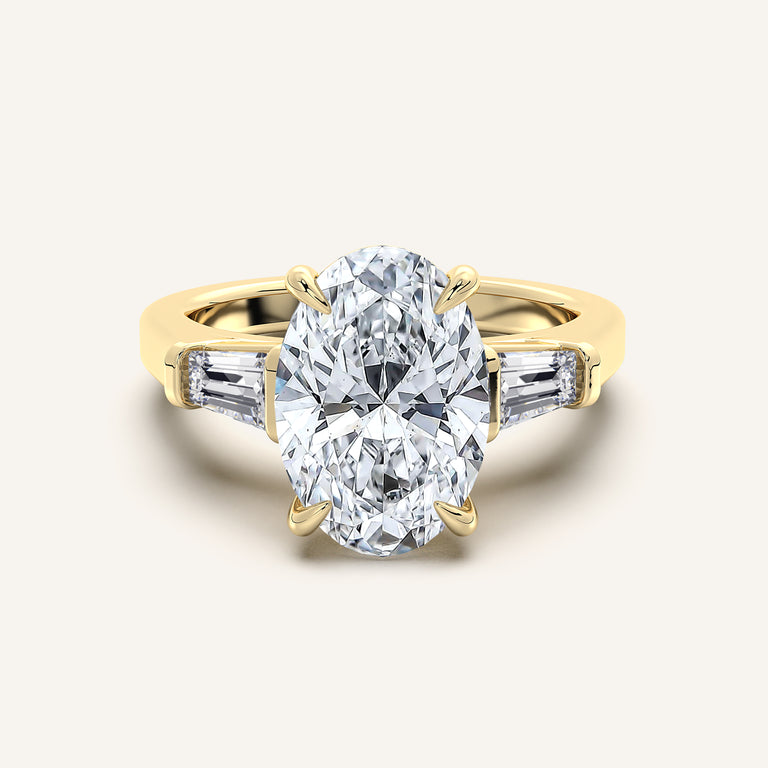Image for Oval Tapered Baguette Engagement Ring | 18k Yellow Gold